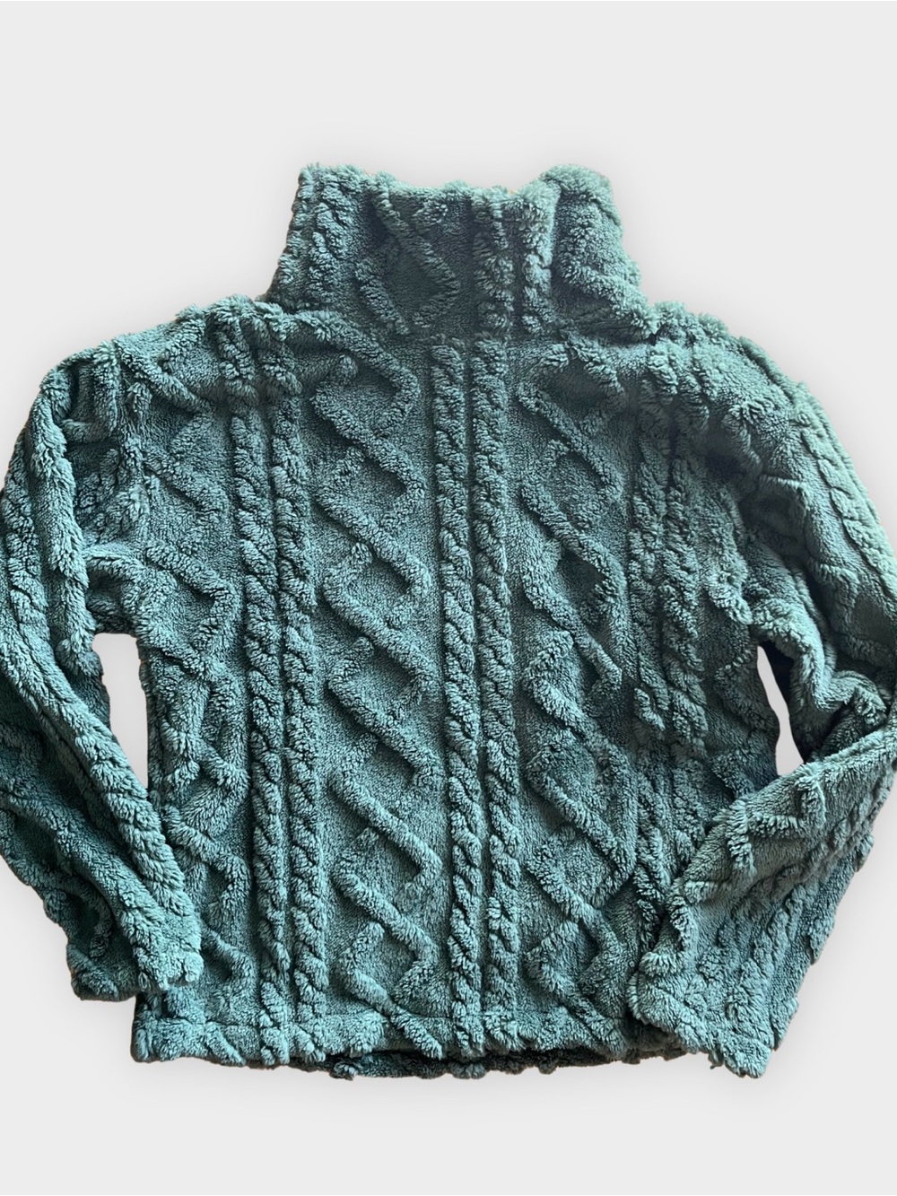 Eddie Bauer Cable Fleece Quarter Zip Forest Green Pullover Size S